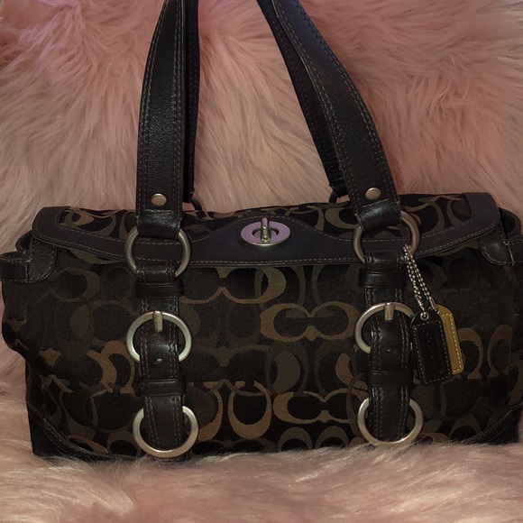 Vintage Coach Signature Optic C Brown and Tan Bag - Picture 1 of 7